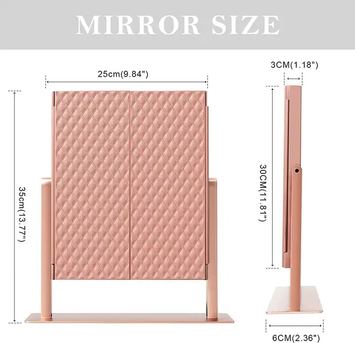 Lumière Tri-Fold Mirror - Rose Gold