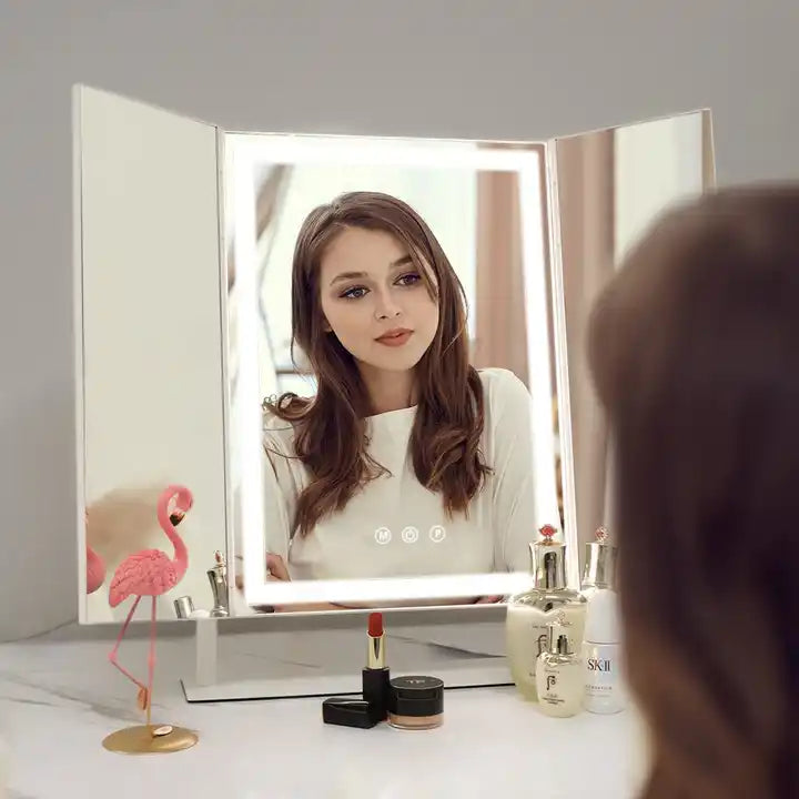 Lumière Tri-Fold Mirror - Rose Gold
