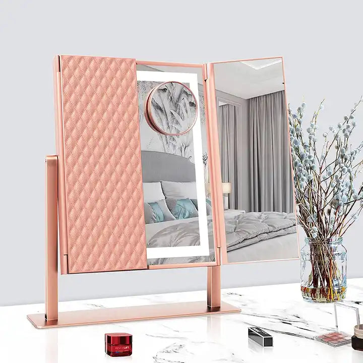 Lumière Tri-Fold Mirror - Rose Gold