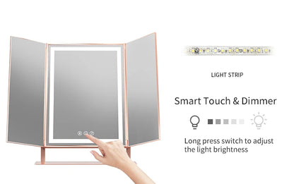 Lumière Tri-Fold Mirror - Rose Gold