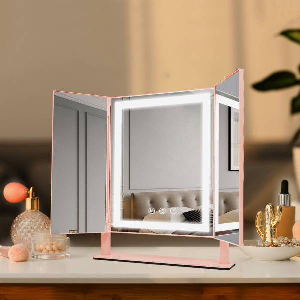 Lumière Tri-Fold Mirror - Rose Gold
