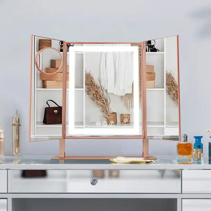 Lumière Tri-Fold Mirror - Rose Gold